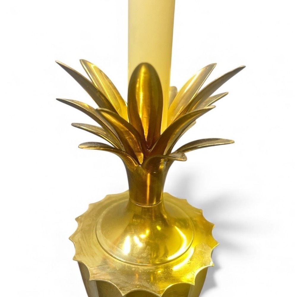 Pineapple Table Lamp Hollywood Regency Metal Brass Tone Claw Foot Heavy Vtg - Picture 5 of 15